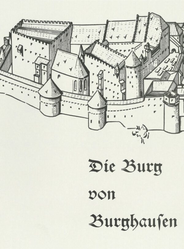 Titelbild Broschüre Die Burg von Burghausen von 2004. Zeichnung der Hauptburg.