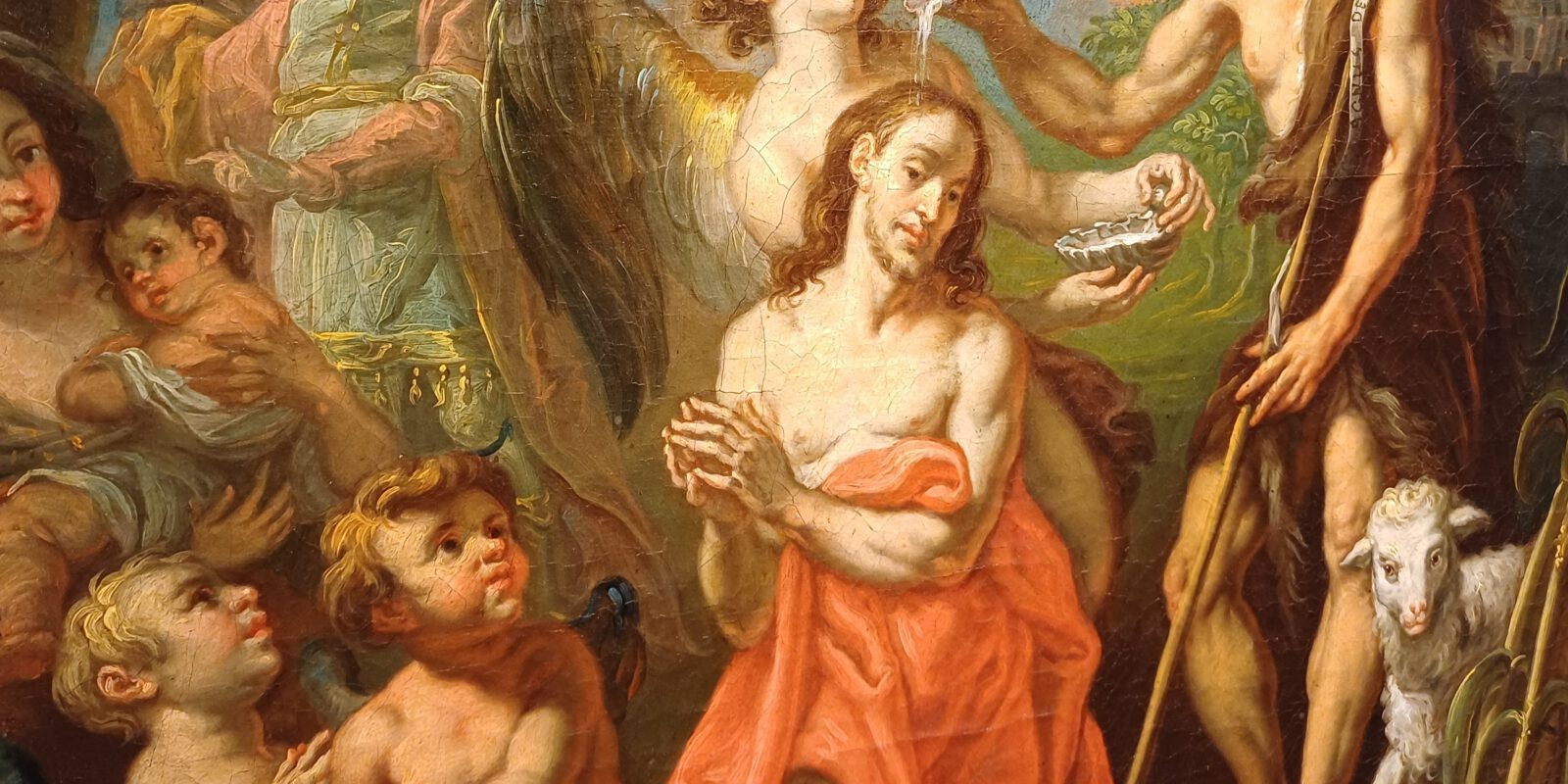 Taufe Christi von Nepomuk della Croce, 1807 Ausschnitt aus einem Ölbild, das die Taufe von Jesus Christus zeigt