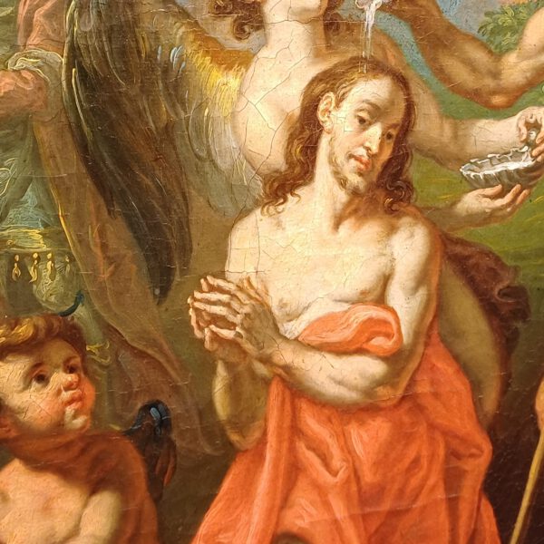 Taufe Christi von Nepomuk della Croce, 1807 Ausschnitt aus einem Ölbild, das die Taufe von Jesus Christus zeigt